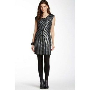 Romeo & Juliet Couture Black & Silver Sequin Bodycon Dress Medium